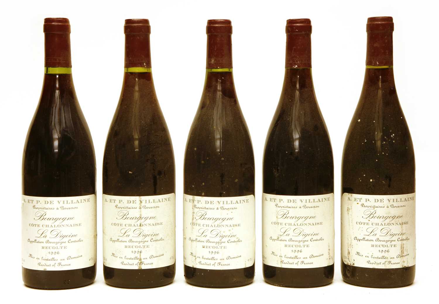 Côte Chalonnaise, La Digoine, A. et P. de Villaine, 1996, five bottles