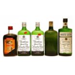 Assorted Gin to include: Gordons, White Satin and Hawkers, five bottles in total