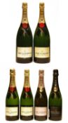 Assorted Moët & Chandon: two magnums and four bottles