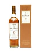 The Macallan, 10 year old, Single Malt Highland Scotch Whisky, 40%vol, 700ml, one bottle (boxed)