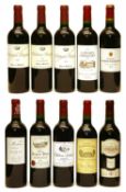 Assorted Bordeaux: La Reserve d'Angludet, 2010 and nine various others, ten bottles in total