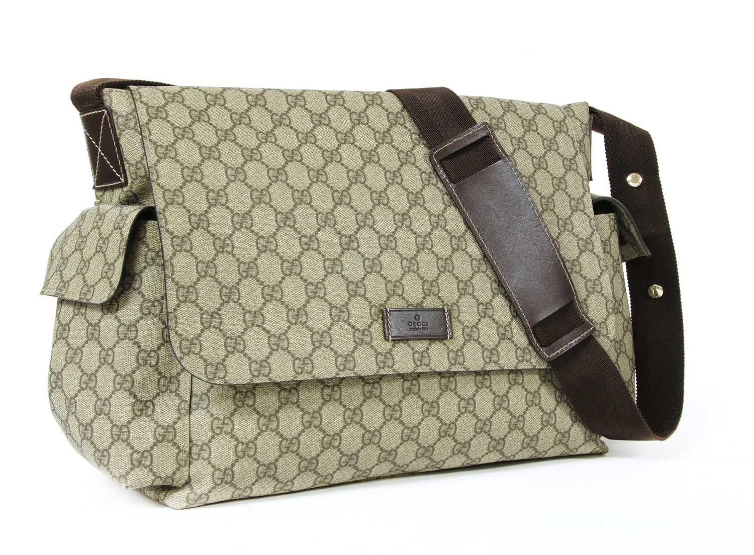 A Gucci canvas baby changing bag,