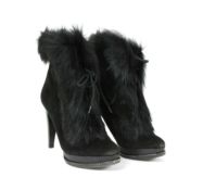 A pair of Ralph Lauren black suede and fur ankle boots