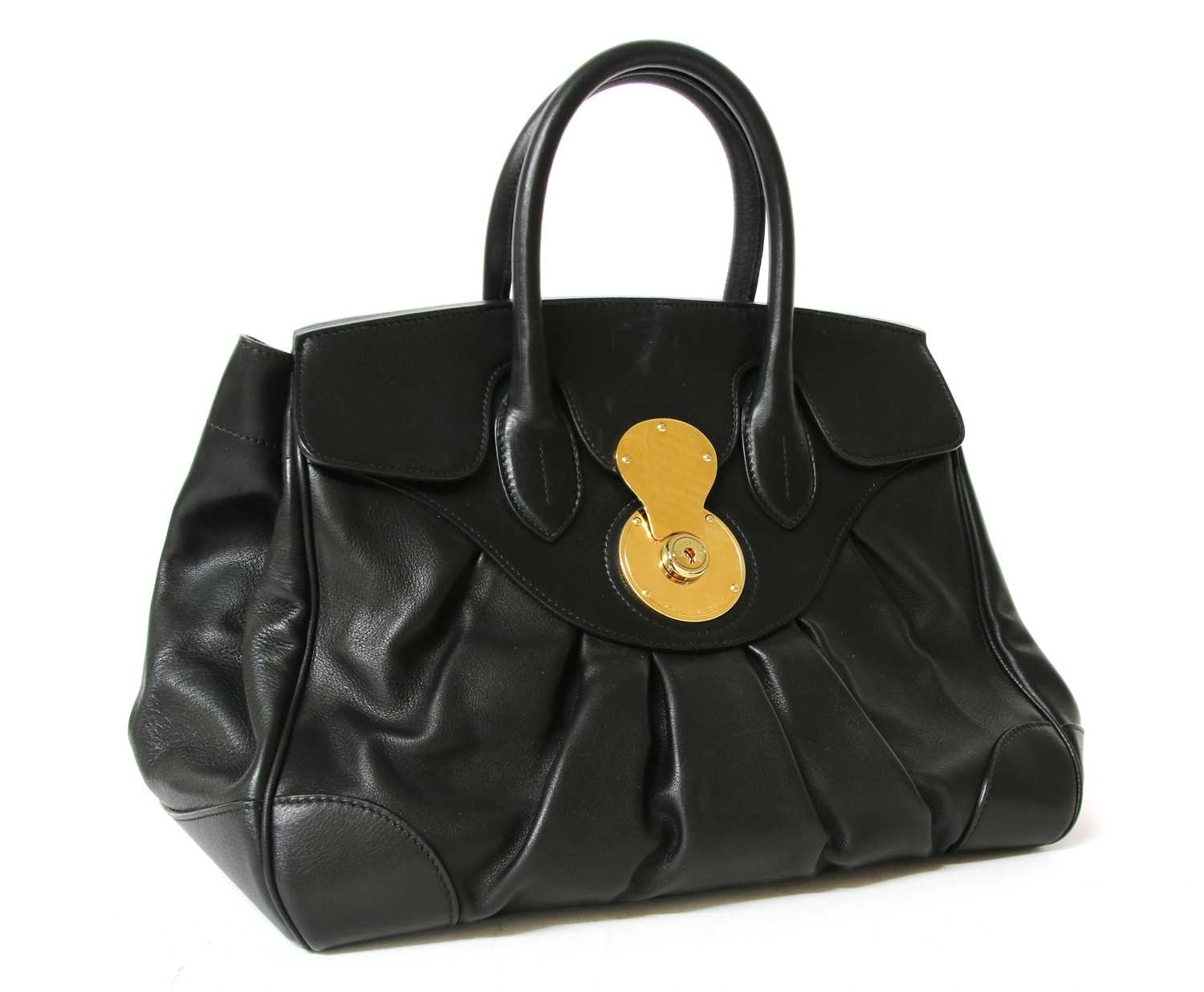 A Ralph Lauren black leather large tote