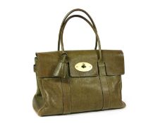 A Mulberry khaki grained leather 'Bayswater' handbag,