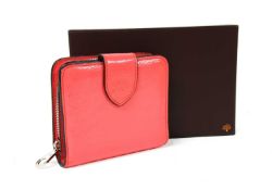 A Mulberry creased patent leather, lipstick pink, zip around wallet