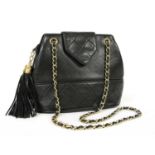 A Chanel black lambskin leather shoulder bag