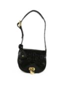 A Ralph Lauren black patent alligator leather mini satchel shoulder bag,