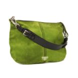 A Prada green suede hobo bag