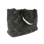 A Chanel black nylon 'Travel Line' shopping tote,