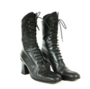 A pair of Michel Perry black leather lace-up boots,
