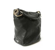A Prada black leather hobo slouch bag,