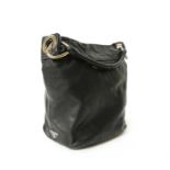 A Prada black leather hobo slouch bag,