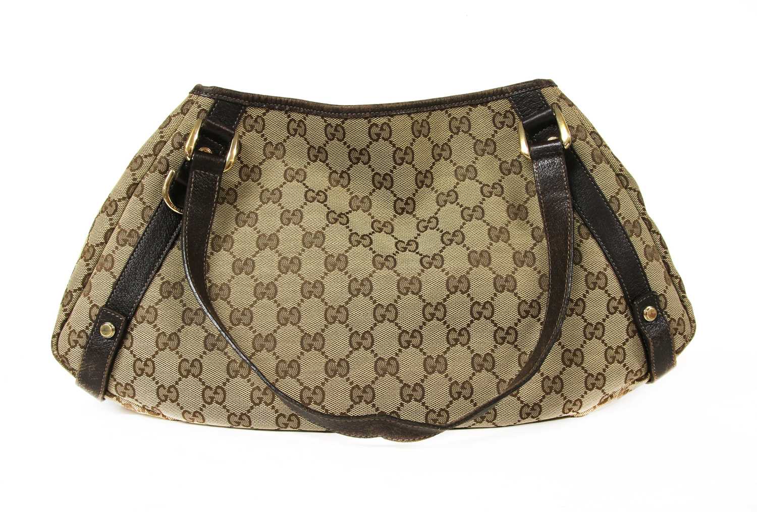 A Gucci beige canvas diagonal line 'Abbey' bag,