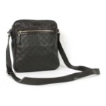 A Gucci black leather crossbody messenger bag