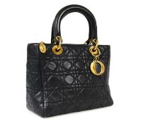 A Christian Dior black cannage leather 'Lady Dior' mini handbag,