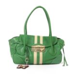 A Prada green leather shoulder bag