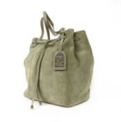 A Ralph Lauren sage suede drawstring tote,