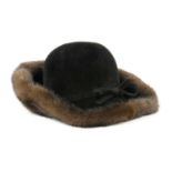A black felt and brown mink fur ladies' hat,