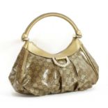 A Gucci gold crystal coated canvas D-ring hobo bag,