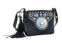 A Tory Burch blue nubuck and leather limited edition shoulder bag,