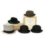 A Herbert Johnson black bowler hat, boxed,