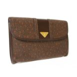 An Yves Saint Laurent brown coated canvas clutch bag,