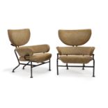 FRANCO ALBINI (1905-1977) & CASSINA (ÉDITEUR) - Paire de larges fauteuils "Tre [...]