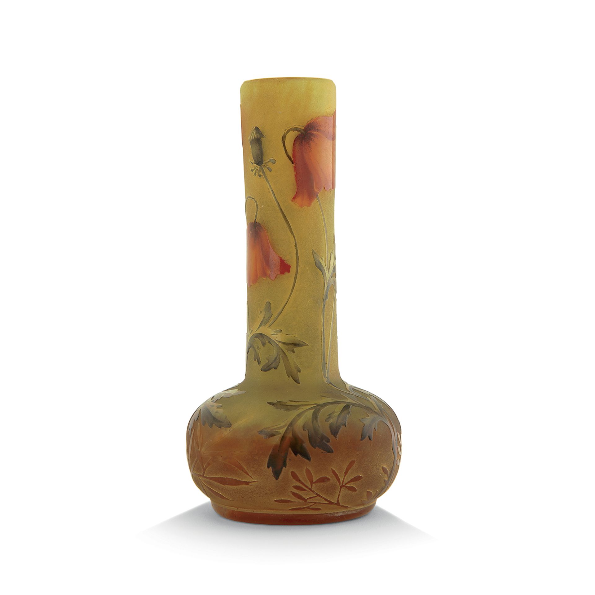 DAUM NANCY - Petit vase balustre en verre jaspé jaune vif et orangé à décor [...] - Image 2 of 2
