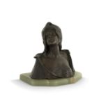 GEORGES FLAMAND (1862-1940) - Buste de jeune femme Art Nouveau, épreuve en bronze [...]