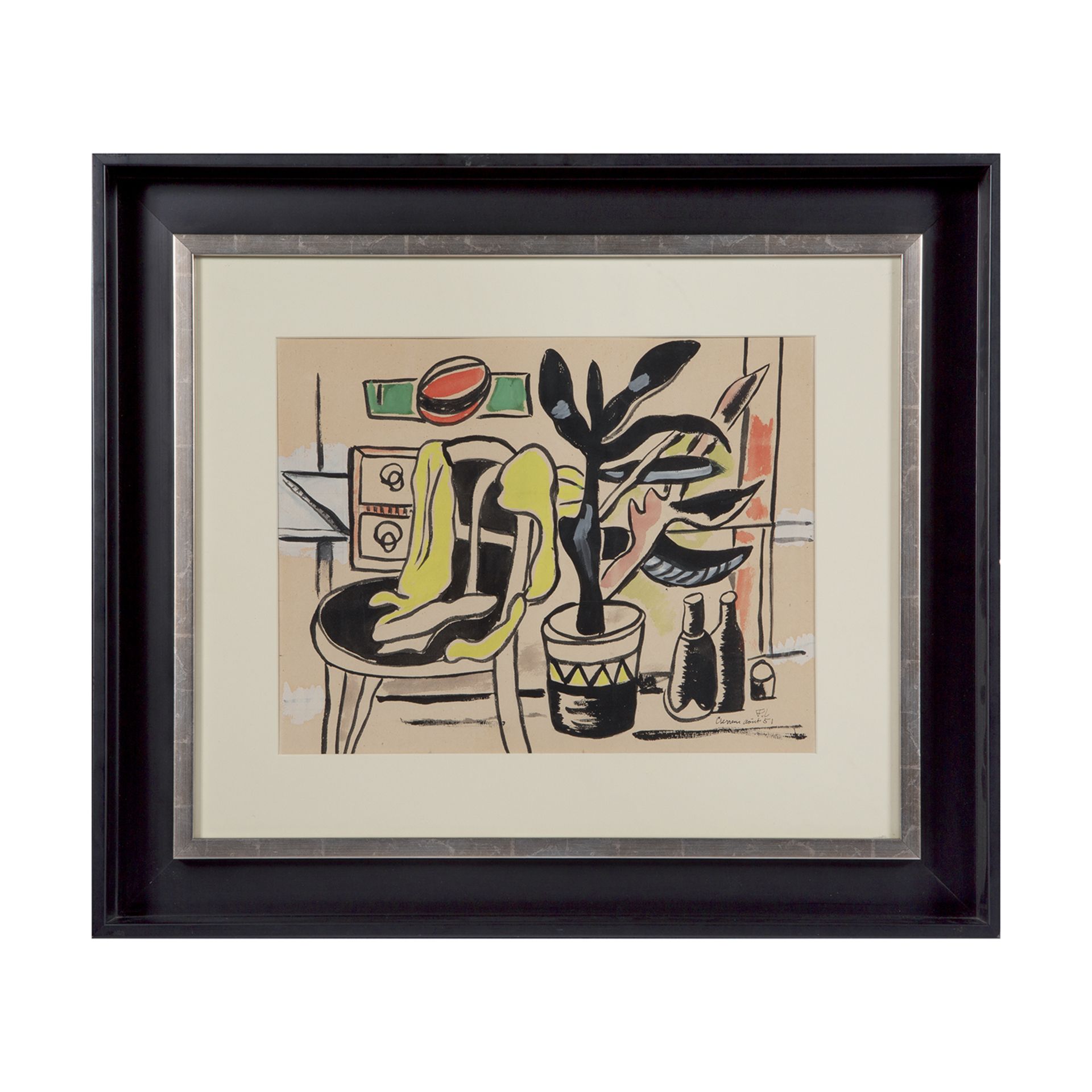 FERNAND LÉGER (1881-1955) - UNE CHAISE ET UN POT DE FLEURS, 1951 - Gouache et [...] - Image 2 of 3