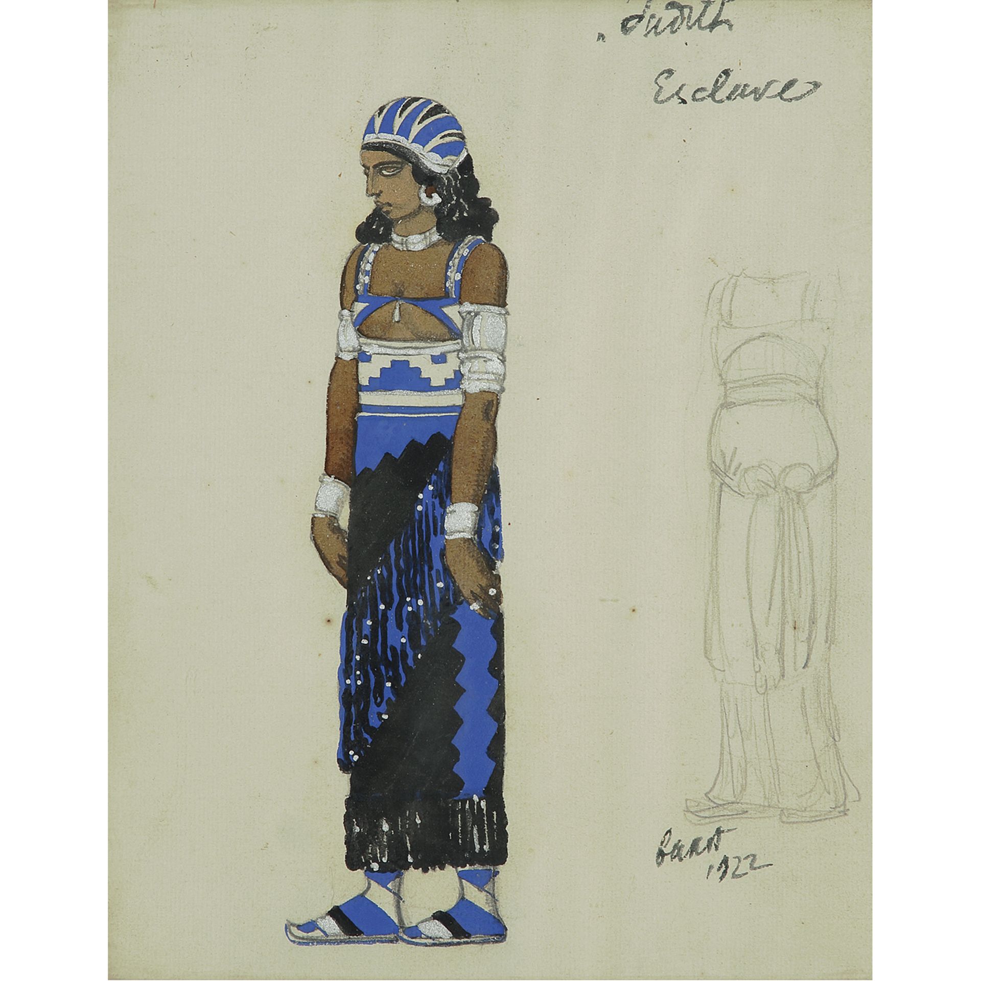 LÉON BAKST (1866-1924) - PROJET DE COSTUME POUR JUDITH, 1922 - Aquarelle, crayon [...]