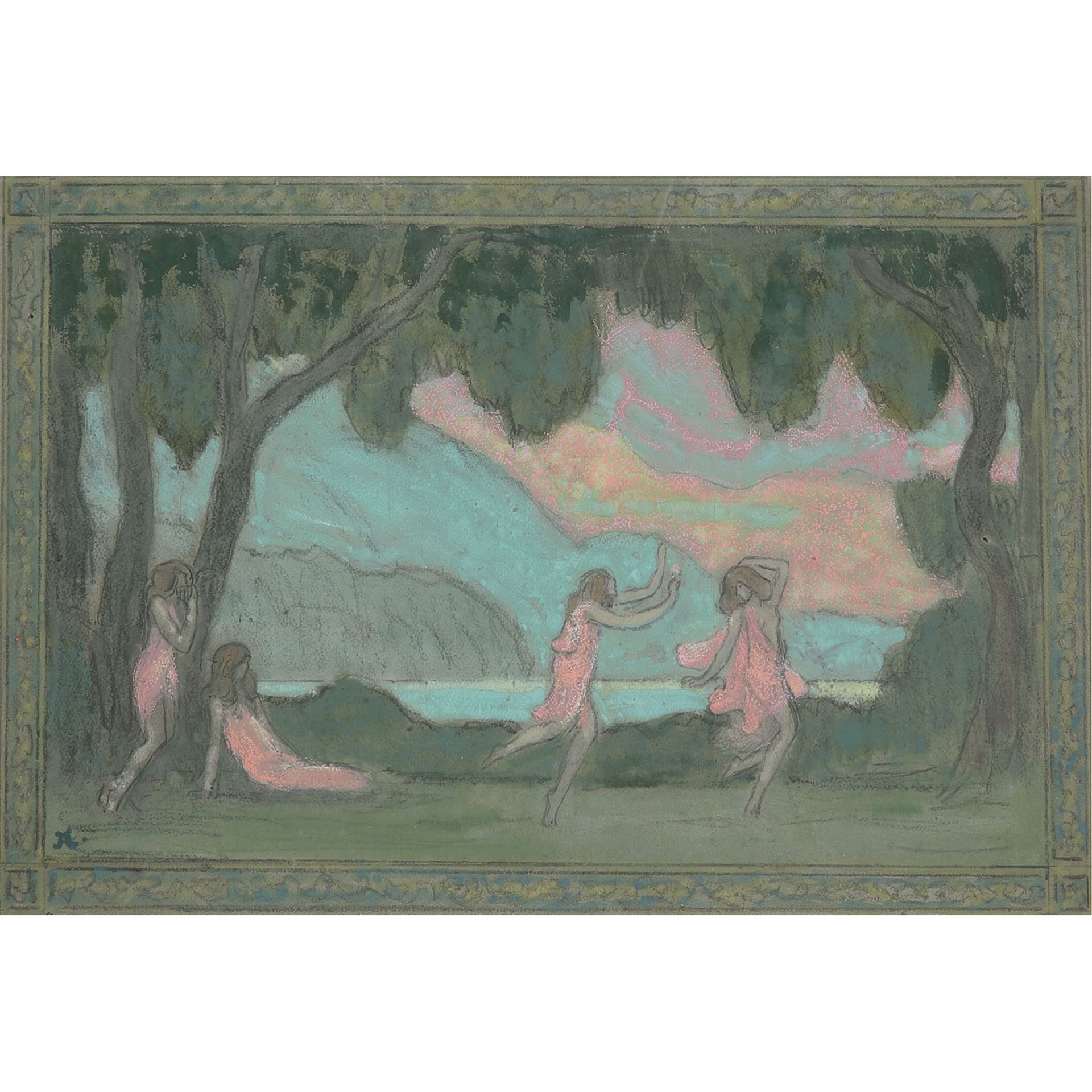 JEAN-FRANCIS AUBURTIN (1866-1930) - PETITES ISADORABLES DANSANT DANS UN PAYSAGE, [...]