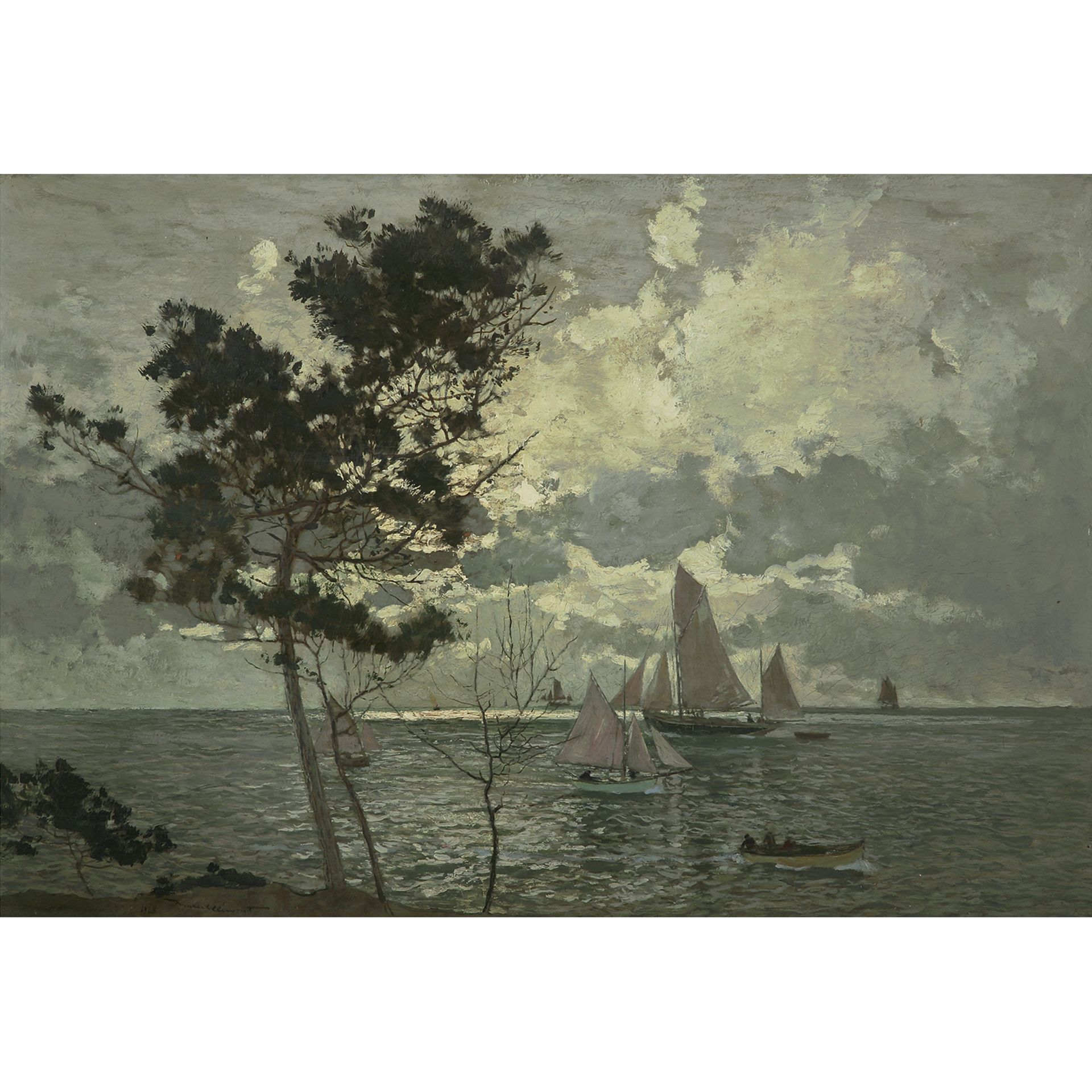 AMÉDÉE-JULIEN MARCEL-CLÉMENT (1873-?) - MARINE À PORNIC, 1945 - Huile sur [...]