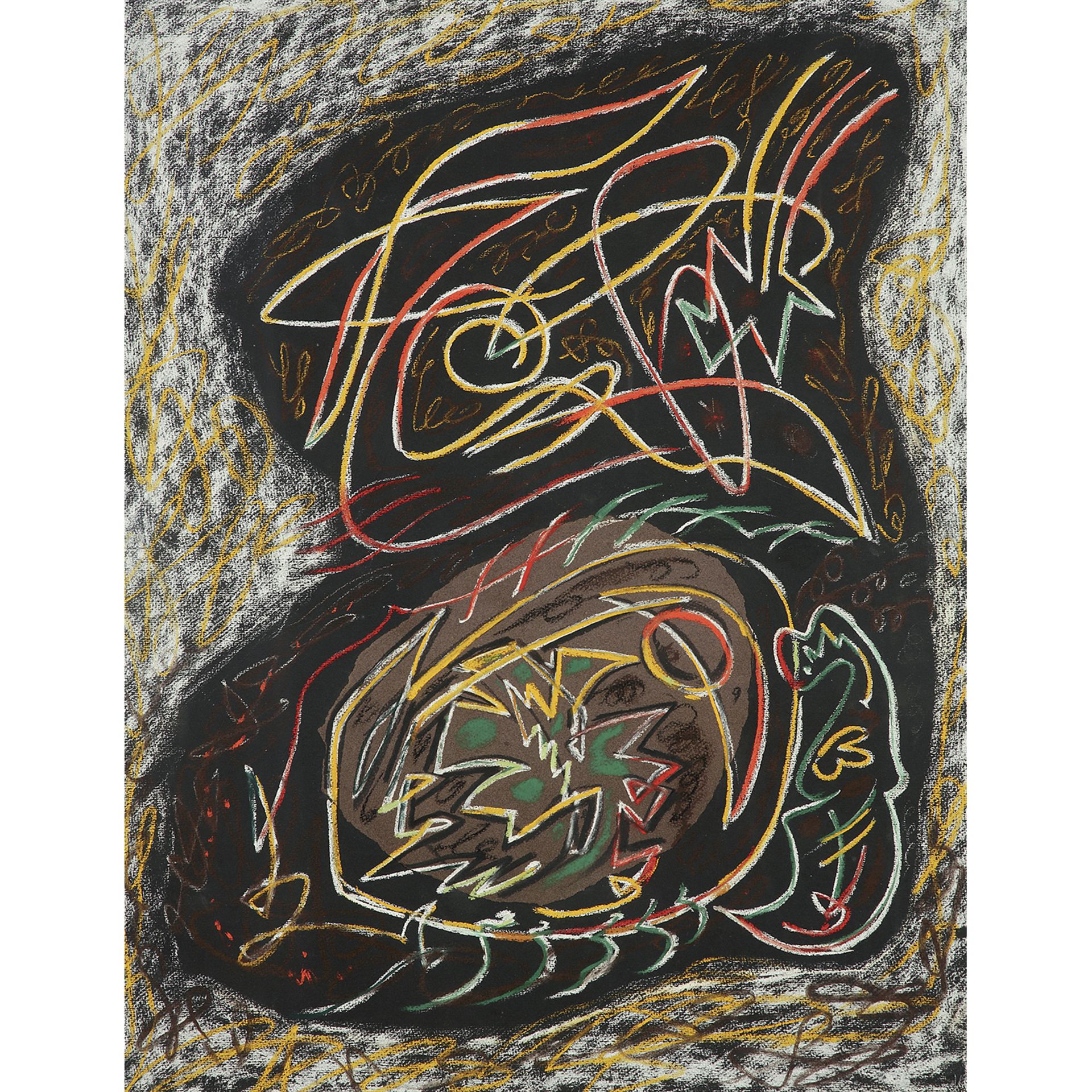 ANDRÉ MASSON (1896-1987) - GERMINATION COSMIQUE, 1955 - Pastel et collage sur [...]