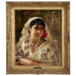 ƒ FREDERICK ARTHUR BRIDGMAN (1847-1928) - DAME ROUMAINE EN BLOUSE, 1882 - Huile [...]