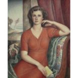 PAUL-THÉOPHILE ROBERT (1879-1953) - PORTRAIT DE FEMME À LA ROBE ROUGE, 1944 - [...]