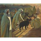 MILOUD BOUKERCHE (1918-1979) - LE MARCHÉ AUX CHÈVRES - THE GOAT MARKET - Huile [...]