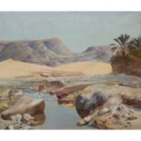 MAXIME NOIRÉ (1861-1927) - PAYSAGE AU BORD DE L'OUED -