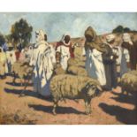 GUSTAVE LINO (1893-1961) - LE MARCHÉ AUX MOUTONS - THE SHEEP MARKET - Huile sur [...]