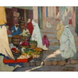 GUSTAVE LINO (1893-1961) - MARCHAND DE LÉGUMES DANS LA CASBAH - VEGETABLES' [...]