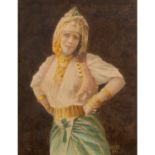 ÉCOLE ORIENTALISTE (XIX-XXE SIÈCLES) - ORIENTALE AUX BIJOUX - ORIENTAL GIRL WITH [...]