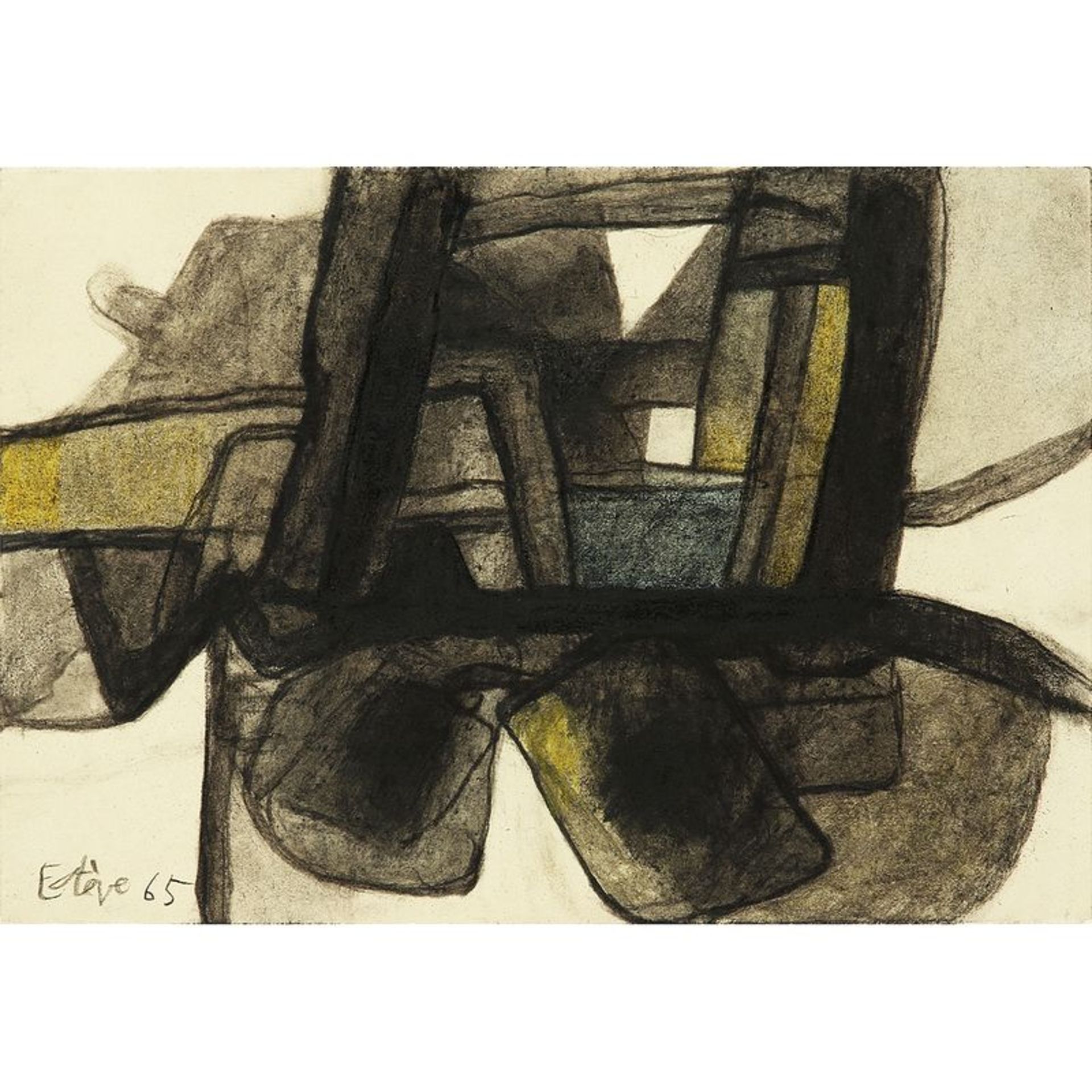 MAURICE ESTÈVE (1904-2001) - SANS TITRE, 1965 - Fusain et crayons de couleur sur [...]