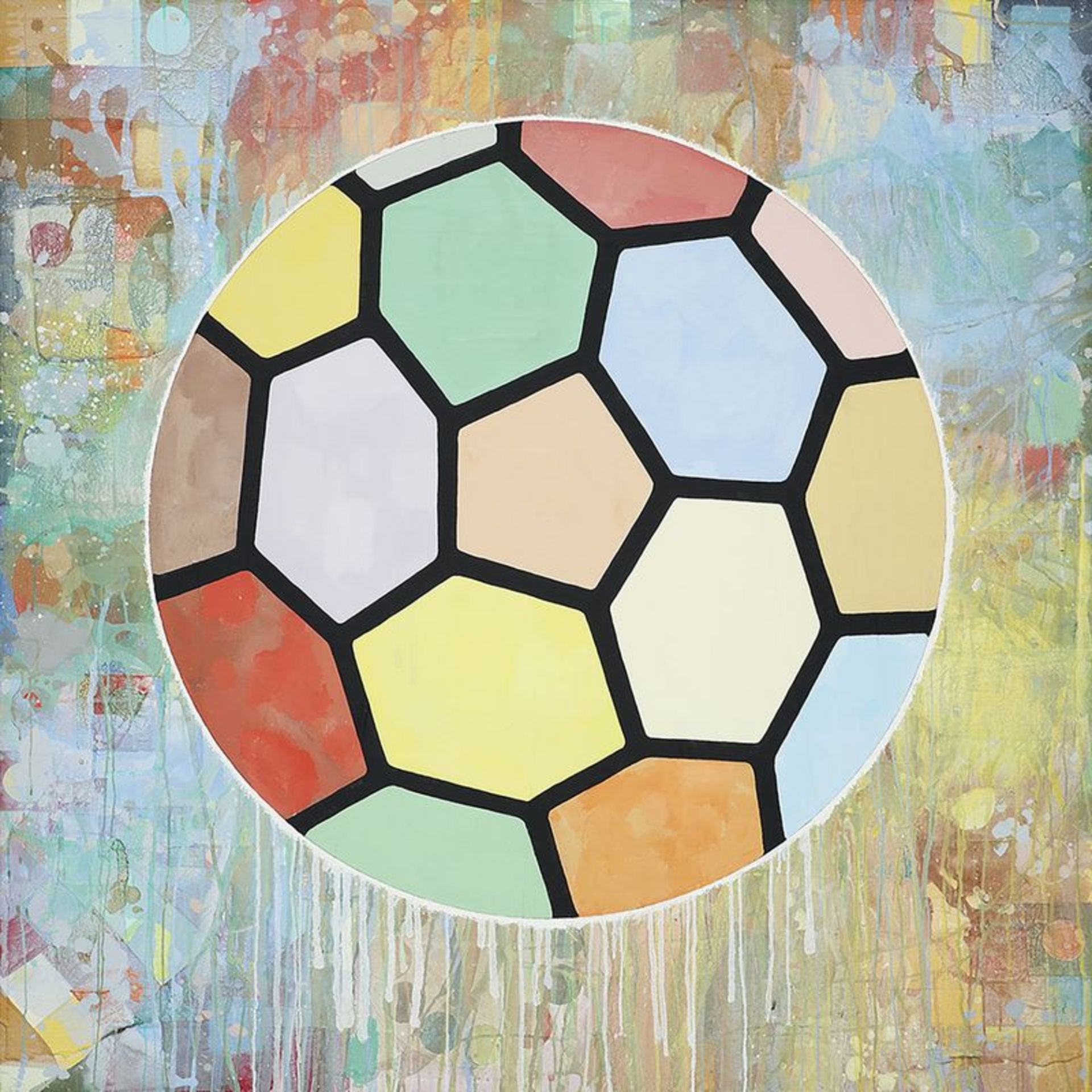 Donald Baechler (né en 1956) - Colorfull Ball, 2010 - Acrylique et collage sur [...]