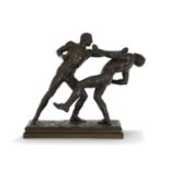 ÉMILE HÉBERT (1828-1893) - COMBAT À MAINS NUES - Bronze à patine brune. - A [...]