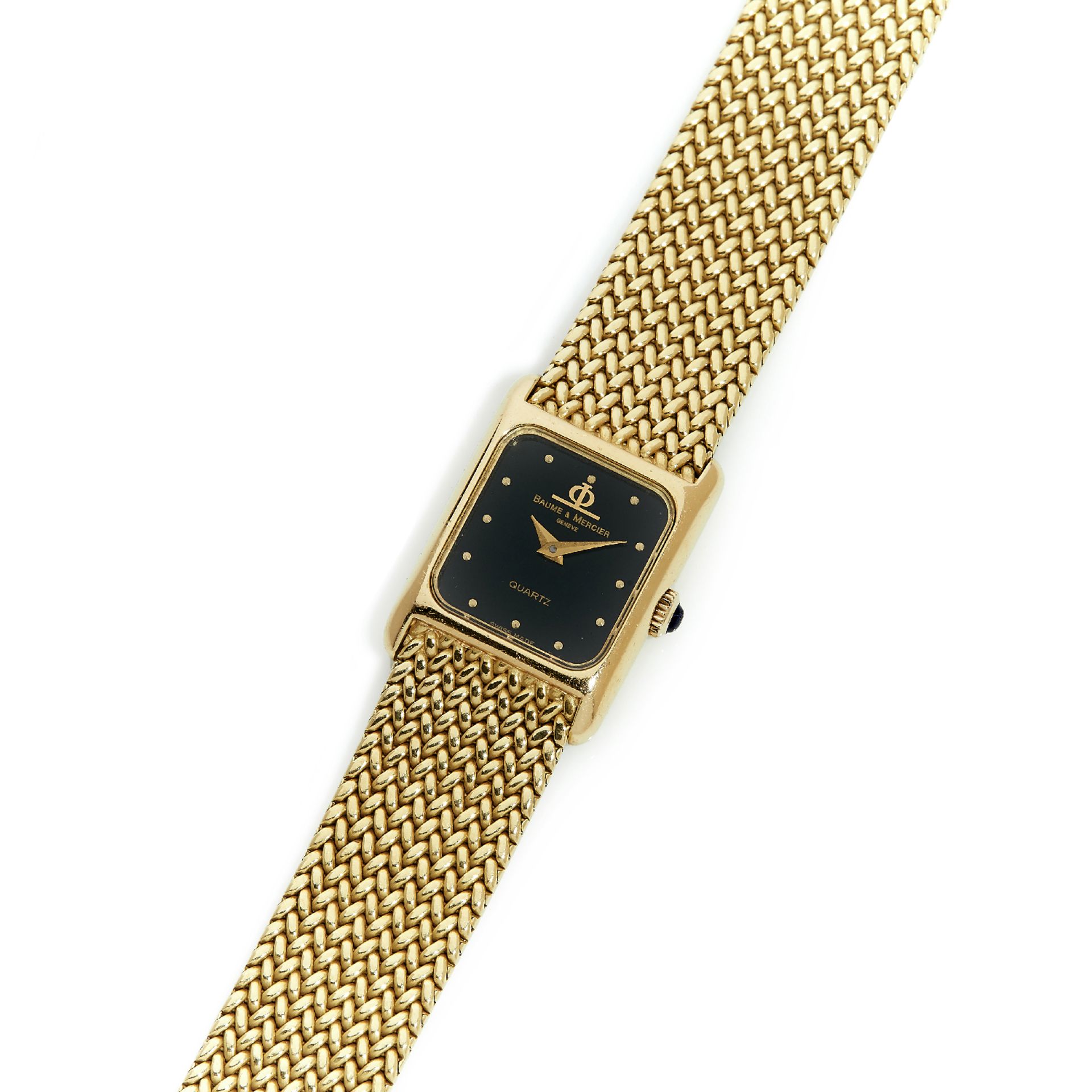 BAUME & MERCIER - Montre bracelet de dame en or jaune. - BOÎTIER : rectangulaire. [...]