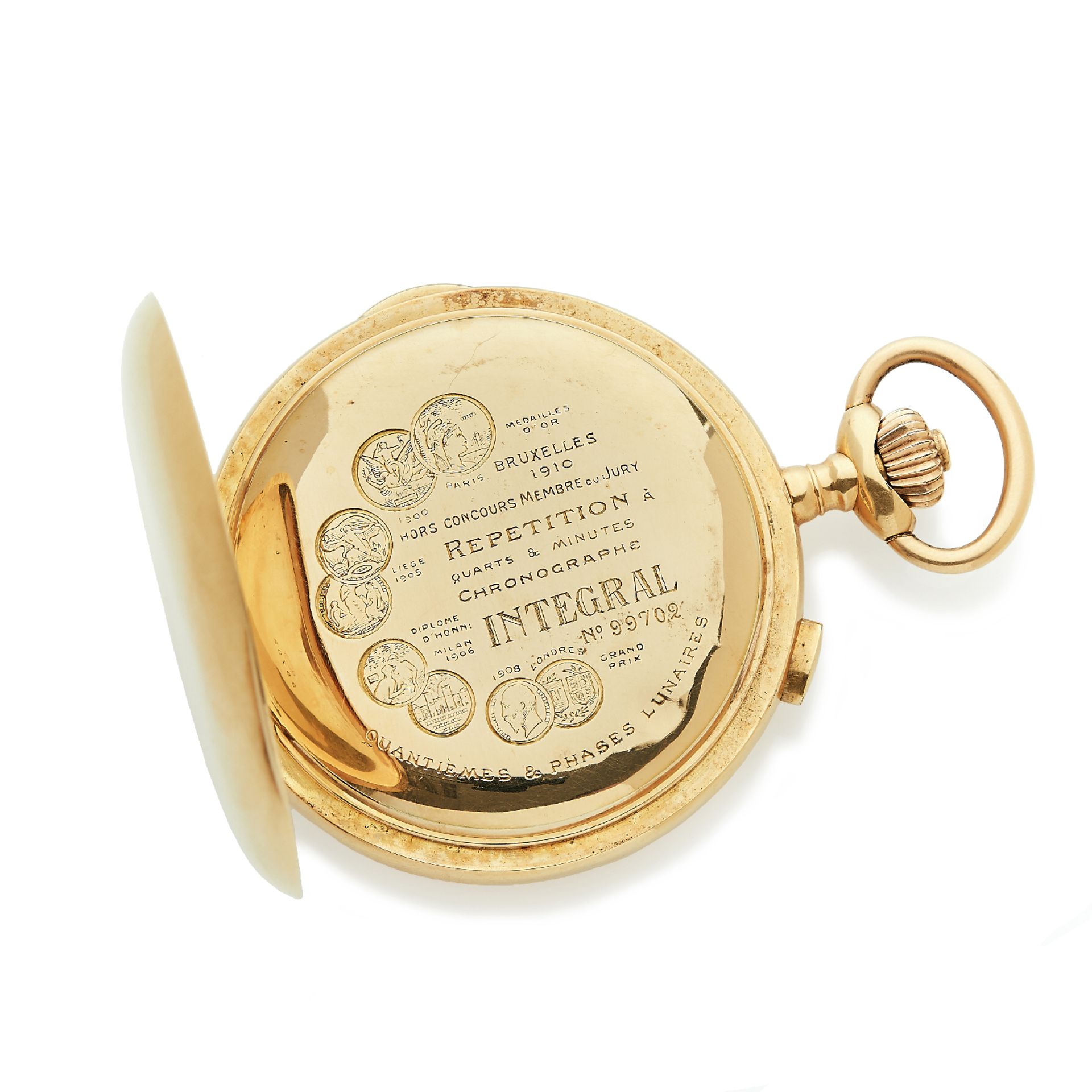 ANONYME - VERS 1910 - Montre de poche savonnette en or jaune 18K avec triple [...] - Bild 2 aus 3