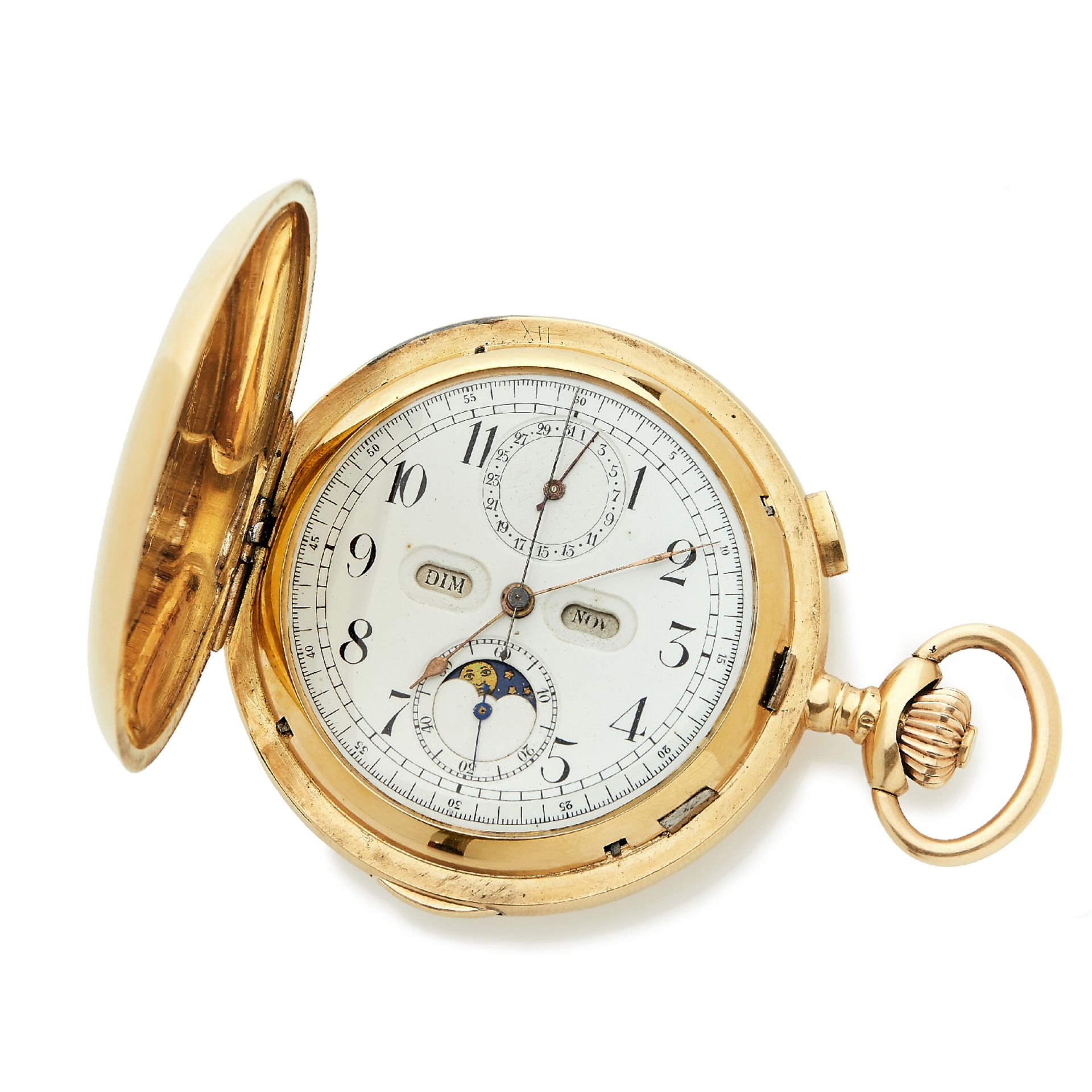 ANONYME - VERS 1910 - Montre de poche savonnette en or jaune 18K avec triple [...]