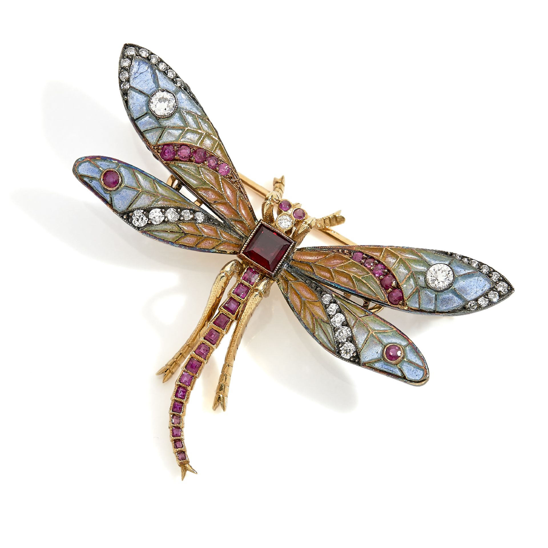 EPOQUE ART NOUVEAU - BROCHE LIBELLULE EMAUX TRANSLUCIDES - Les ailes déployées [...]