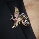 ƒƒ ANNEES 1940 - CLIP OISEAU DE PARADIS MULTICOLORE - L'oiseau est représenté [...]